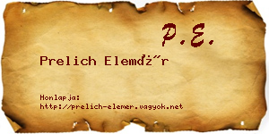 Prelich Elemér névjegykártya